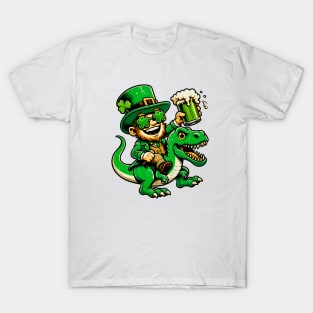 St. Paddy's Dino Ride: Festive Leprechaun & T-Rex T-Shirt T-Shirt